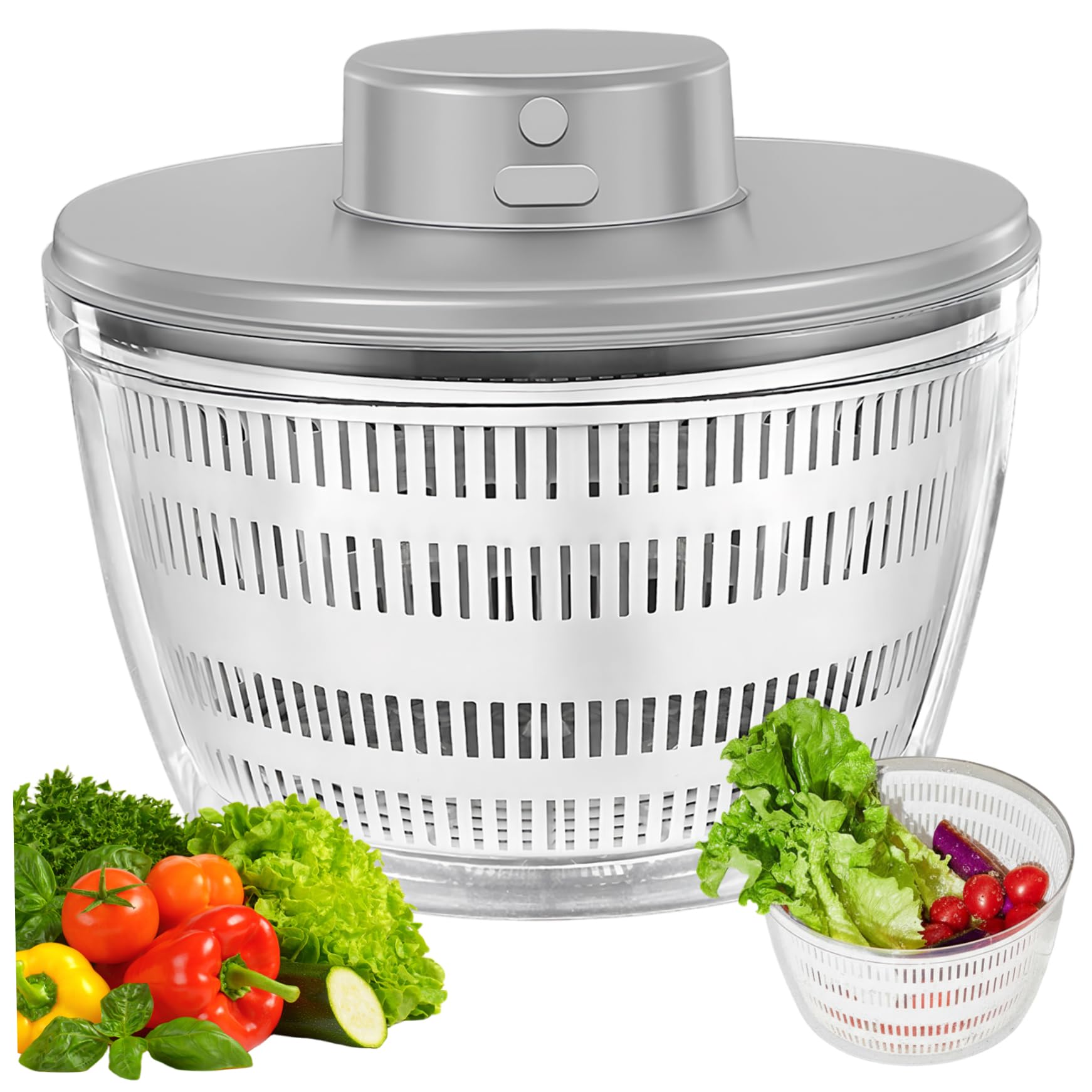 Hotainoys Electric Salad Spinner 4L Large Salad Spinner Quick Drainage Lettuce Spinners with Bowl and Colander for Vegetables, Greens, Herbs, Berries, Large