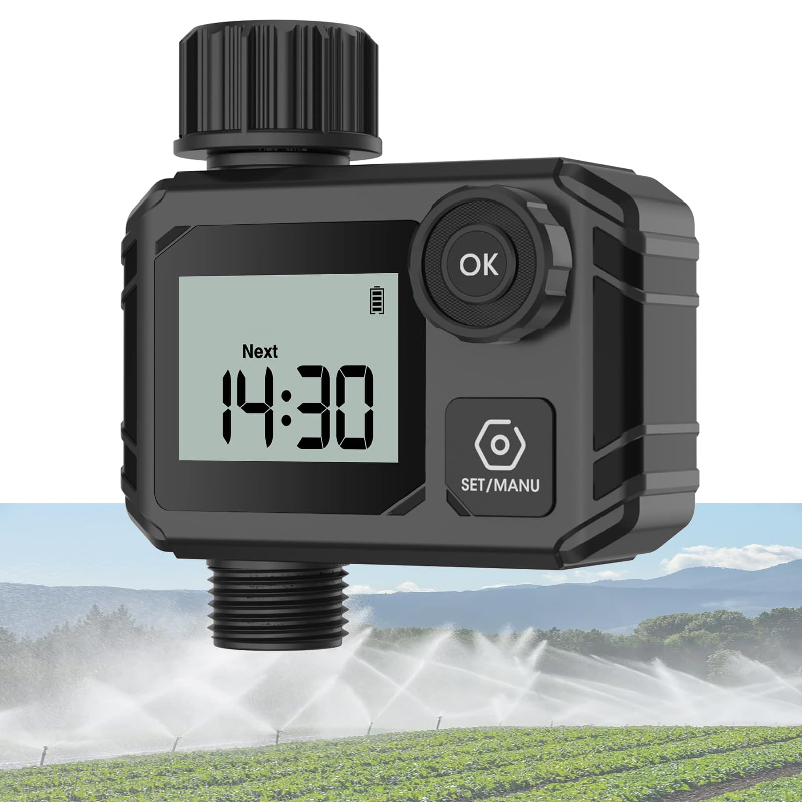 Timer per Tubo dell'Acqua da Esterno - Timer di irrigazione programmabile con irrigazione Manuale Ritardo Pioggia Ip55 Impermeabile per Rubinetto Prato Yard