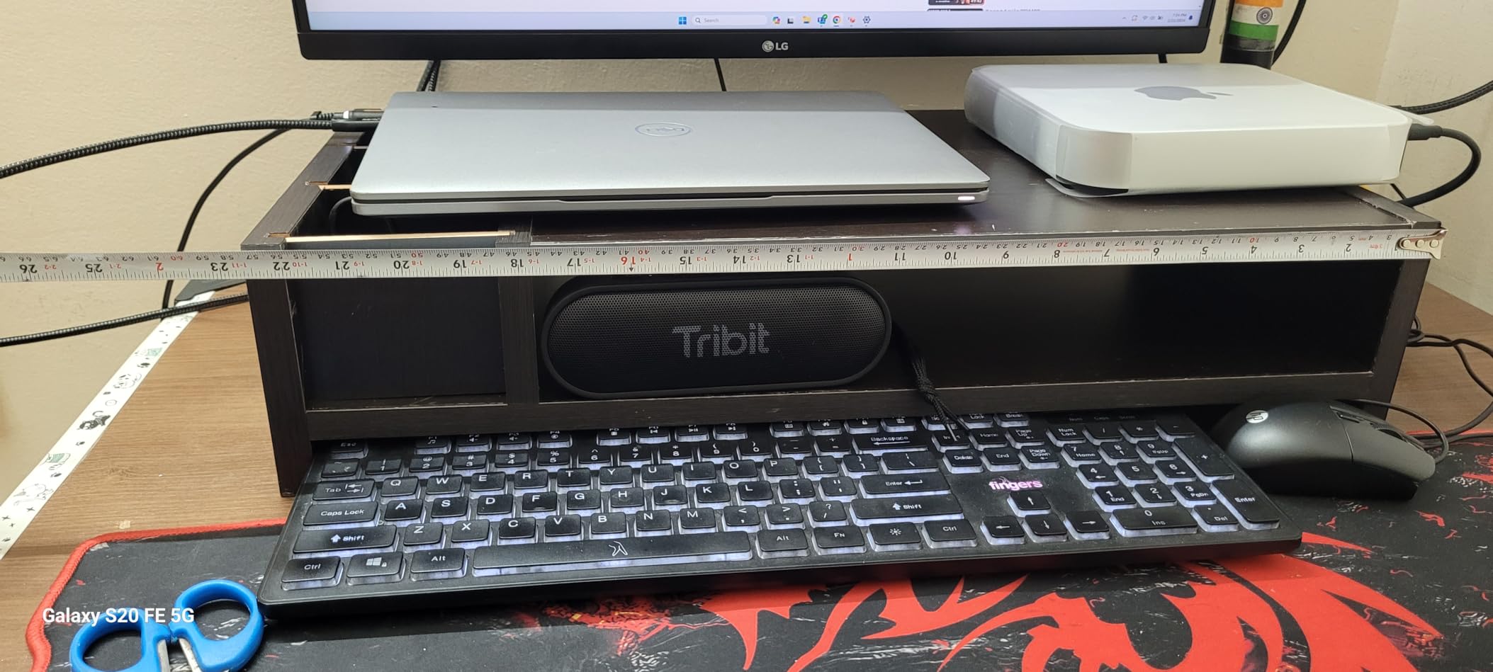 amazon basics 2-tier Wooden Monitor Riser Stand with Storage Organizer ...