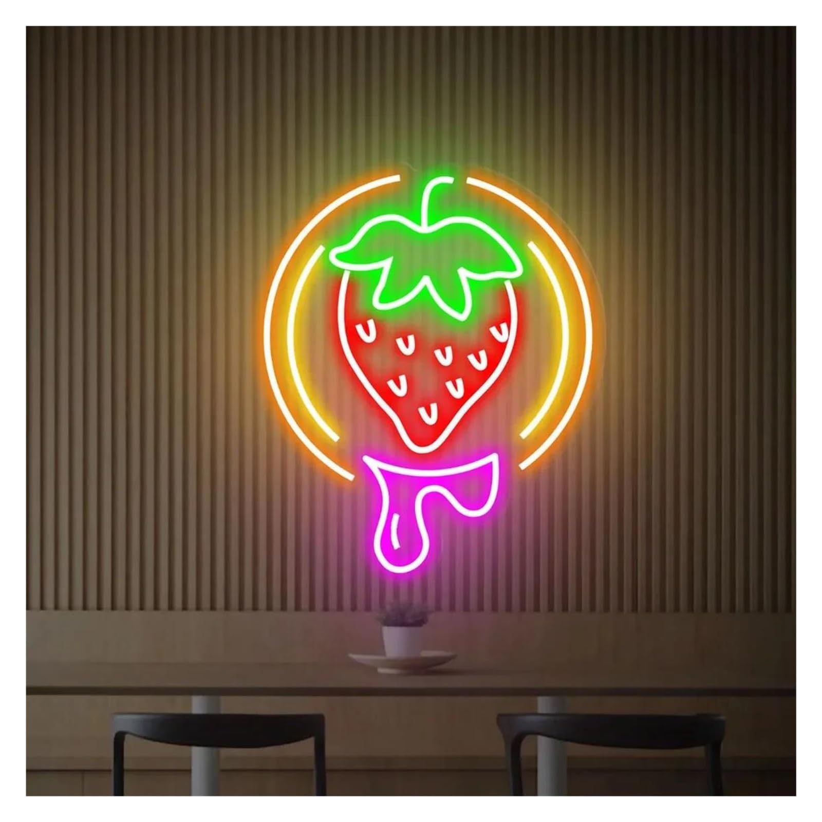 LEMST Signs Lamp Strawberry Neon Sign USB Powered Dimmable Light for Fruit Shop Restaurant Bar Club Home Wall Decor 14.96inx12.2in(B)