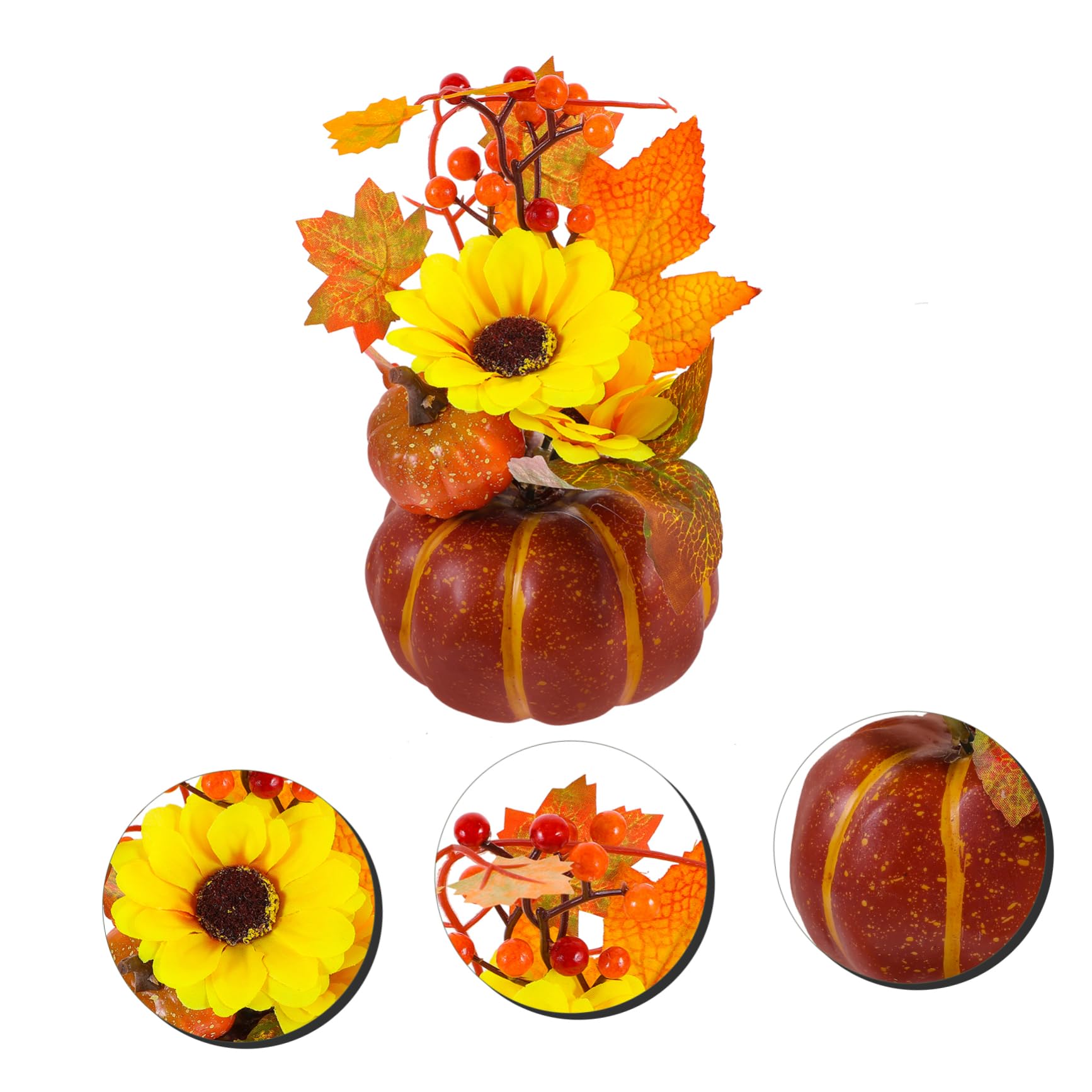 STOBAZA 3pezzi Decorazione Artificiale Di Zucca Con Girasoli Simulati Per La Festa Del Ringraziamento Ornamenti Per Casa e Ufficio Per Eventi Festivi e Decorazioni Interne