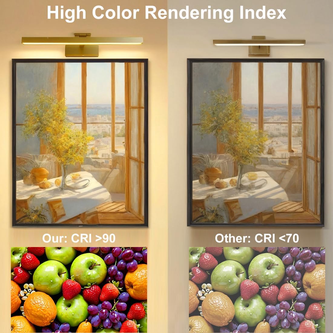 Picture Light for Paintings Plug in, 16" 6W Remote Control Wall lights for Painting, 3 Color Temperatures Paintings Light Dimmable Art Lights for Display, Wall, Artwork, Gallery (Gold, 2 Pack)