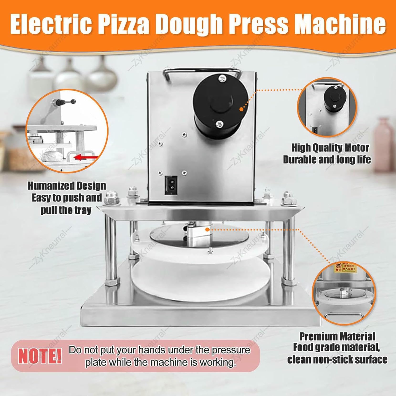 Elektryczna Prasa Do Ciasta Na Pizzę, Wałek Do Ciasta Ze Stali Nierdzewnej Do Pizzy Domowej I Komercyjnej, Ciast I Tortilli,22cm