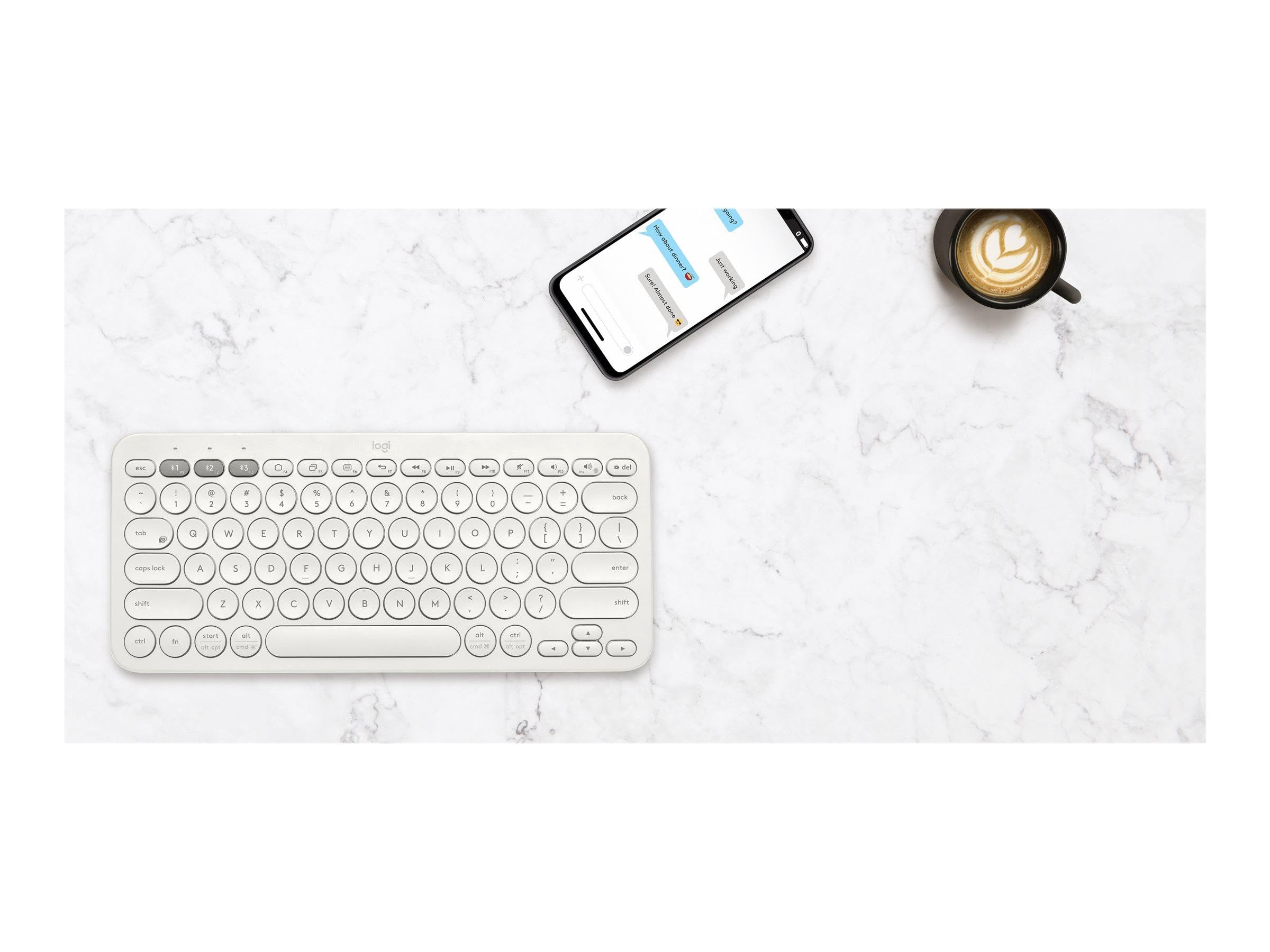 Logitech K380 Tastiera, Layout Tedesco Qwertz, Bianco