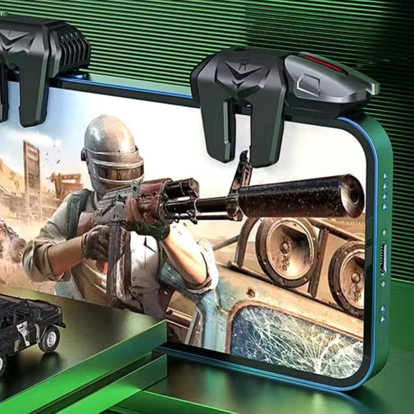 PUBG Triggers 6 Dita Joystick Controller 6 Dita Joystick Android e iPhone, Sensibilità Alta, Protezione Schermo - Compatibile con PUBG Mobile, Fortnite, Call of Duty - Nero