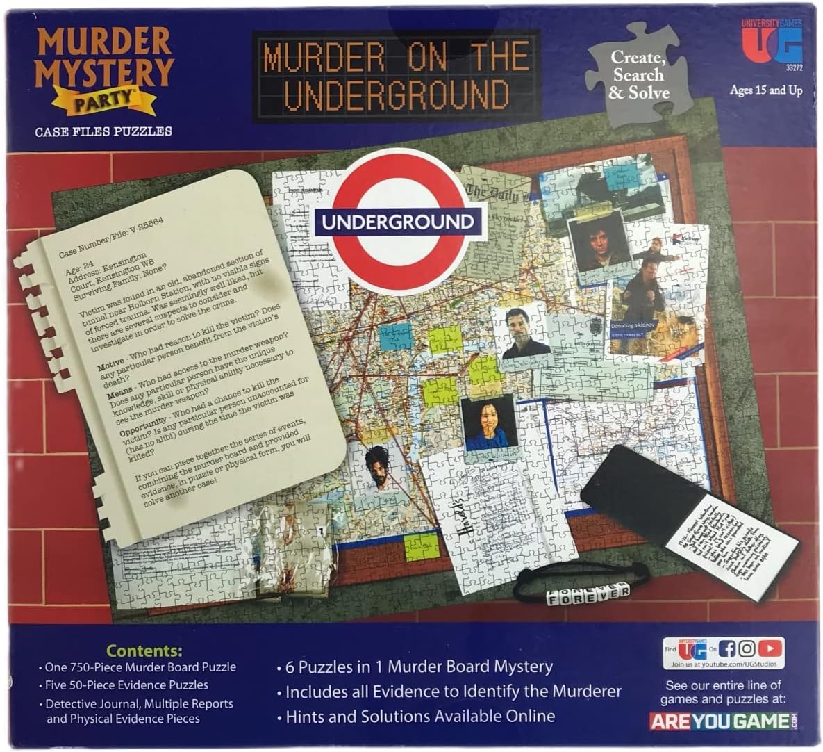 Murder Mystery Party, Case File Puzzle Murder on The Underground, for Ages 14+