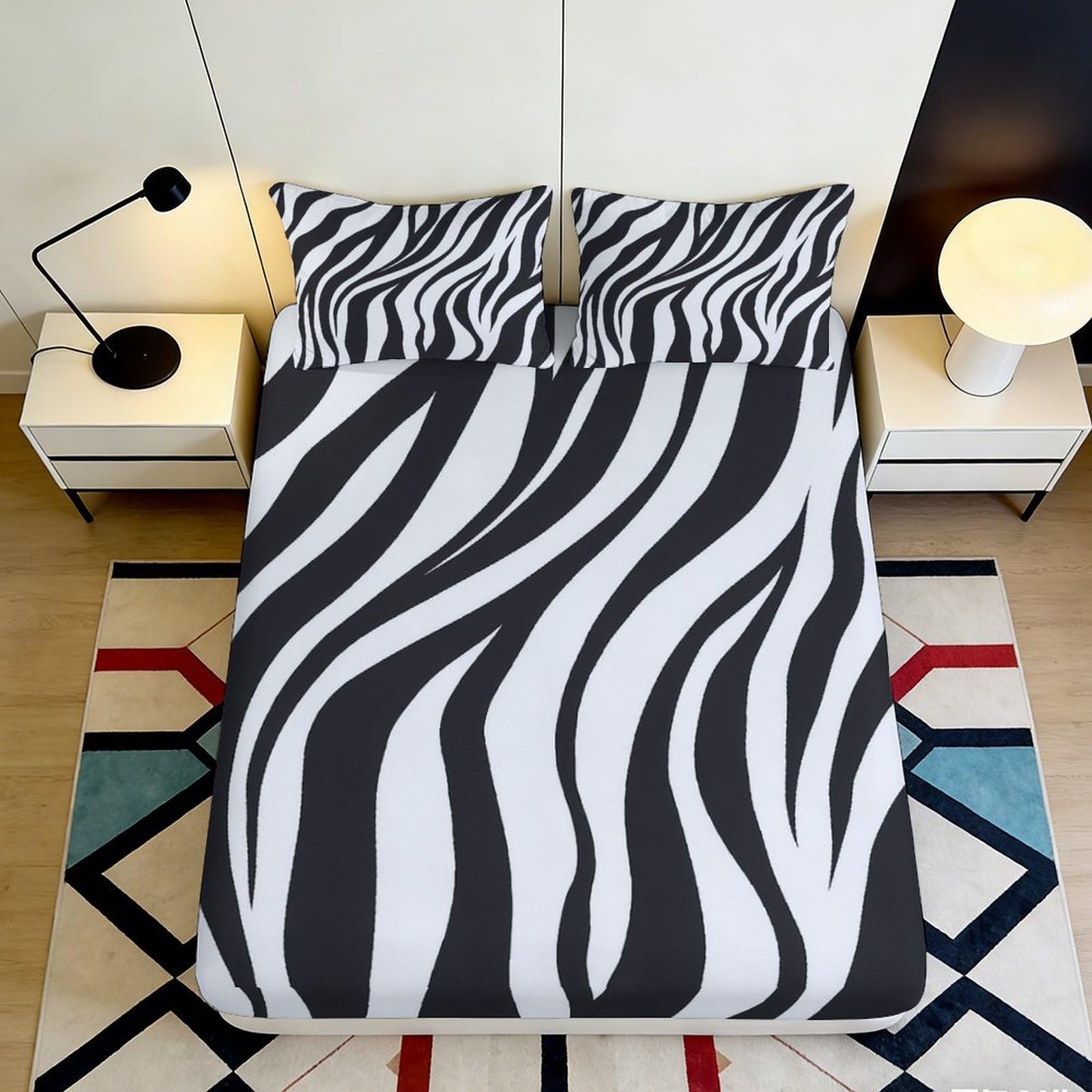 Jqzkxnhpbr Style-2 3D Printed Zebra Stripes Fitted Sheet Microfiber Soft Mattress Cover For Bedroom Dorm Dustproof Decorative 90X200x25cm