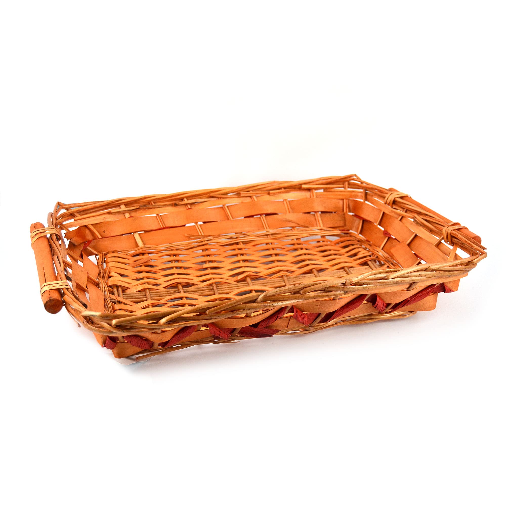 PACCO NATALE PZ 2 CESTO 54 X 37 CM X H 10 CM IN VIMINI MARRONE E ROSSO + 2 KG DI PAGLIA CARTA BIANCA + PZ 4 FOGLI TRASPARENTI LUCIDI 100 X 130 CM