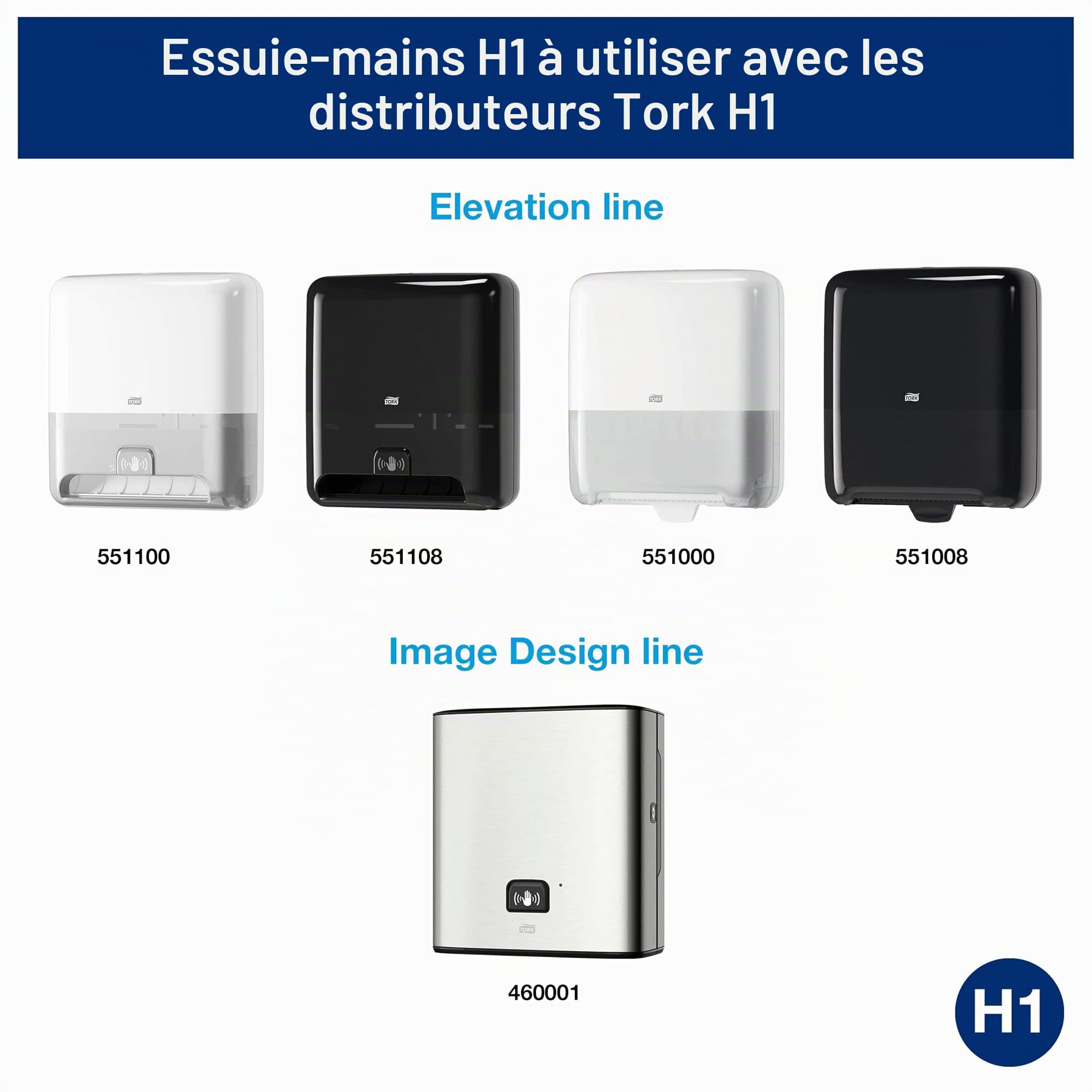 Tork Matic Rouleaux Essuie-mains en papier doux Premium 290016 - Papier d'essuyage pour Distributeurs H1 - Haute absorption QuickDry, 2 plis, blanc - Longueur 100 m, Lot de 6 290016, 100m