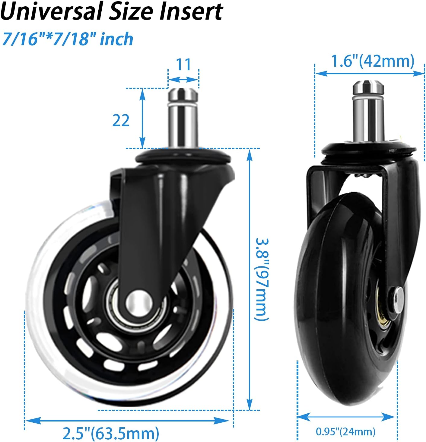 Office Chair Base with Caster Wheels(Set of 5), 25" Heavy Duty Office Chair Bottom Replacement , 500lb Reinforced Metal legs, 2.5" Nylon Stand Casters, Suitable for Most Office Chairs, Game Chairs: Furniture & Decor