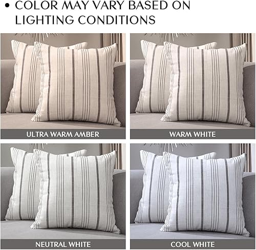 Miniatura 6 de Sunlit Funda de almohada decorativa para casa de campo, funda de almohada con diseño moderno, cuadrado, 18 x 18pulgadas, juego de 2 fundas de cojín