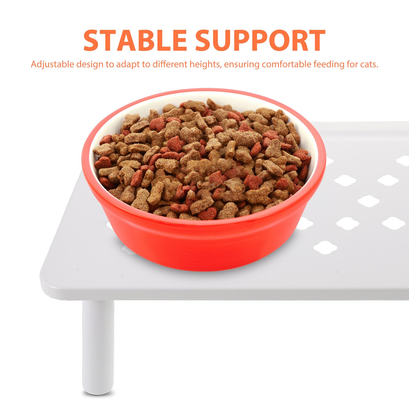 Support Réglable pour Gamelle Automatique Blanc, Support Surélevé Antidérapant 3 Hauteurs pour Chats et Petits Chiens, Station Alimentaire Ergonomique Intérieur et Voyage