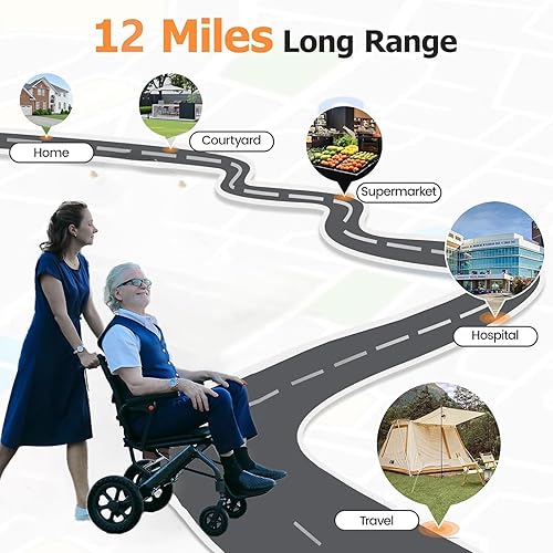 Miniatura 4 de A03D Silla de ruedas eléctrica plegable ligera para adultos, personas mayores, pesa solo 30 libras, sillas de ruedas eléctricas inteligentes,