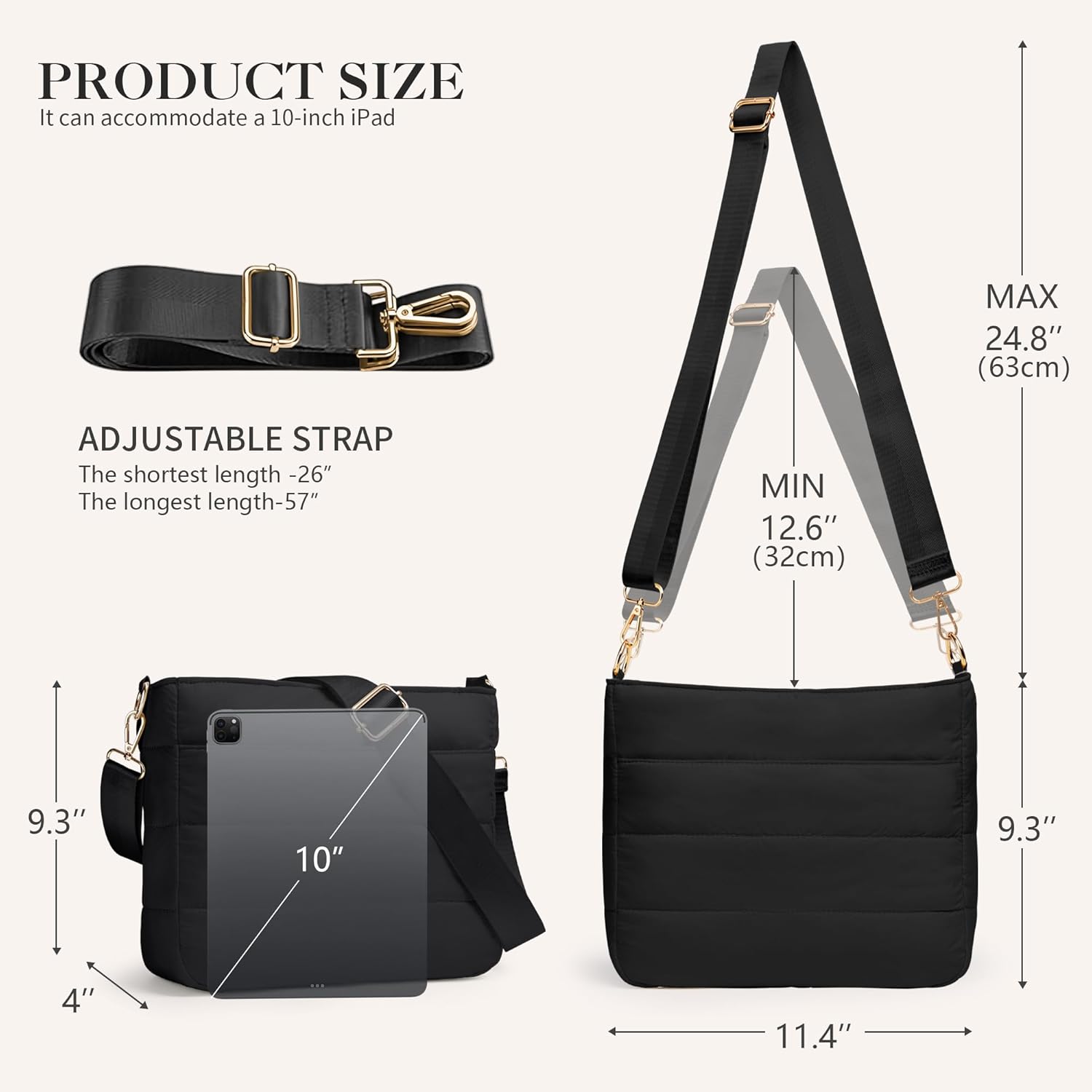 Cross Body Purses for Women Lightweight Quilted Puffer Tote Bag Casual Hobo Nylon Shoulder Handbag Travel - Image 7