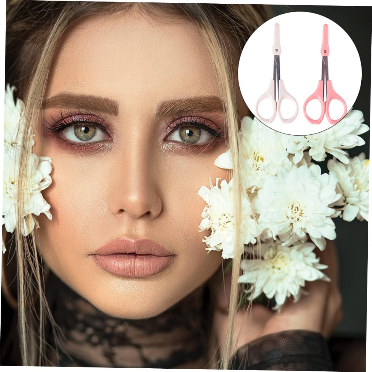 VICASKY 6pcs Beauty Scissors Precision Eyebrow Trimmer Eyelash Scissors Protective Cover Easy to Carry Store for Daily Grooming and Styling