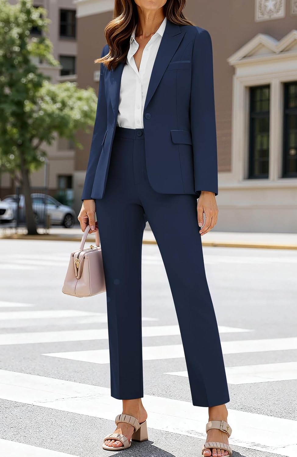 Women's 2 Piece Business Office Suit Lady Peaked Lapel Slim Fit One Button Blazer Jacket and Pants Set - Image 7