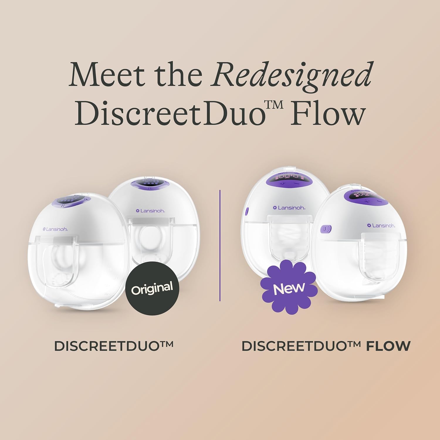 Lansinoh DiscreetDuo Flow Wearable Breast Pump | Hands-Free Electric Pump, Quiet & Rechargeable | Hospital-Grade Suction with Multiple Flange Sizes | Breastfeeding & Pumping Essentials