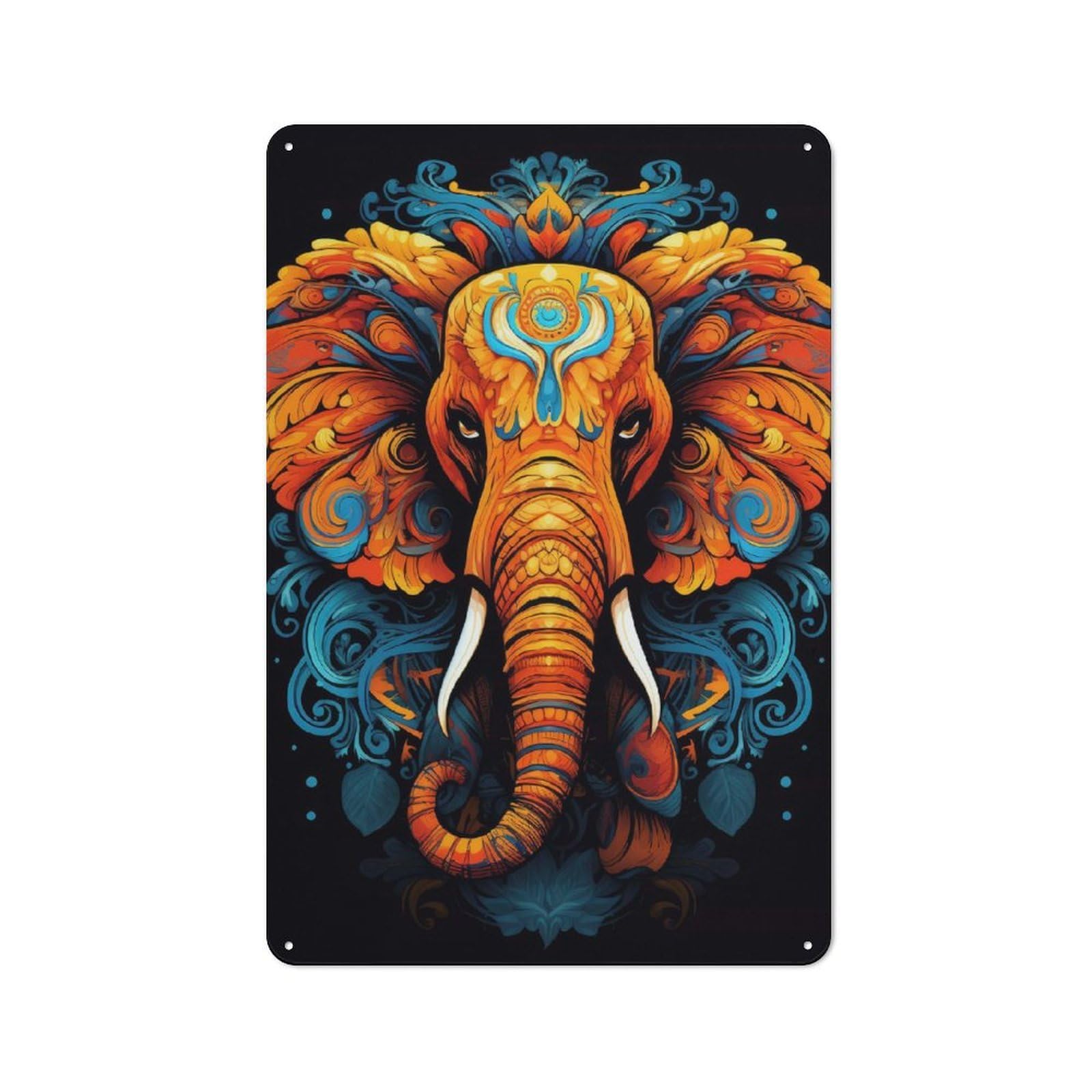 Junmoney The Power Of The Elephant Tin Wall Plaque 30X20cm With For Pub Or Café, A Decorative Christmas Gift For Hospitality Wall Decor Collectors