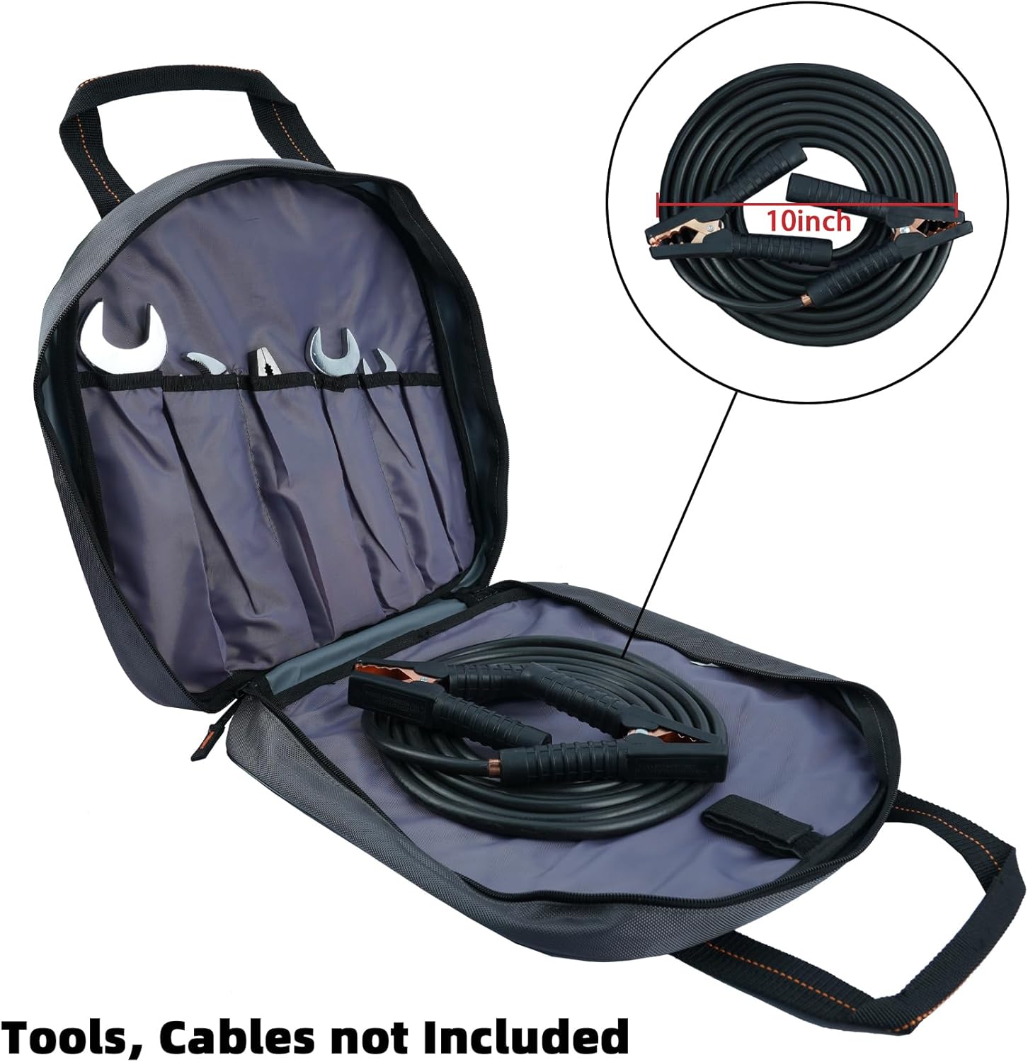 MELOTOUGH Jumper Cable Bag - 14.5" X 14"Tools Cable Bag - Storage & Organizer for Cables, Cords, and Hoses Including EV Charging Cables for Electric Vehicles,Christmas Gifts for Men