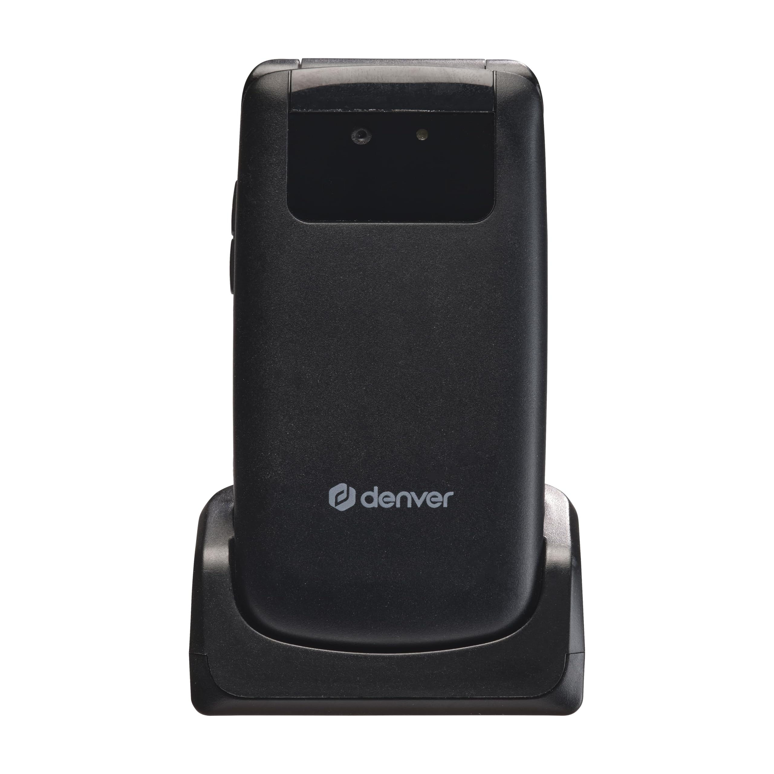 Denver BAS-24800L - Teléfono móvil para personas mayores 4G con estación de carga y botón de emergencia SOS, teclas grandes, sin contrato, volta, Bluetooth, radio FM, linterna, IP54, pantalla a color