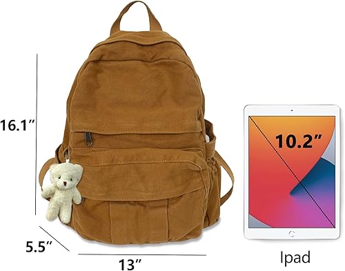 Miniatura 5 de Lindas mochilas de lona para mujeres y niñas, mochila estética para computadora portátil, mochila vintage para la universidad y la escuela