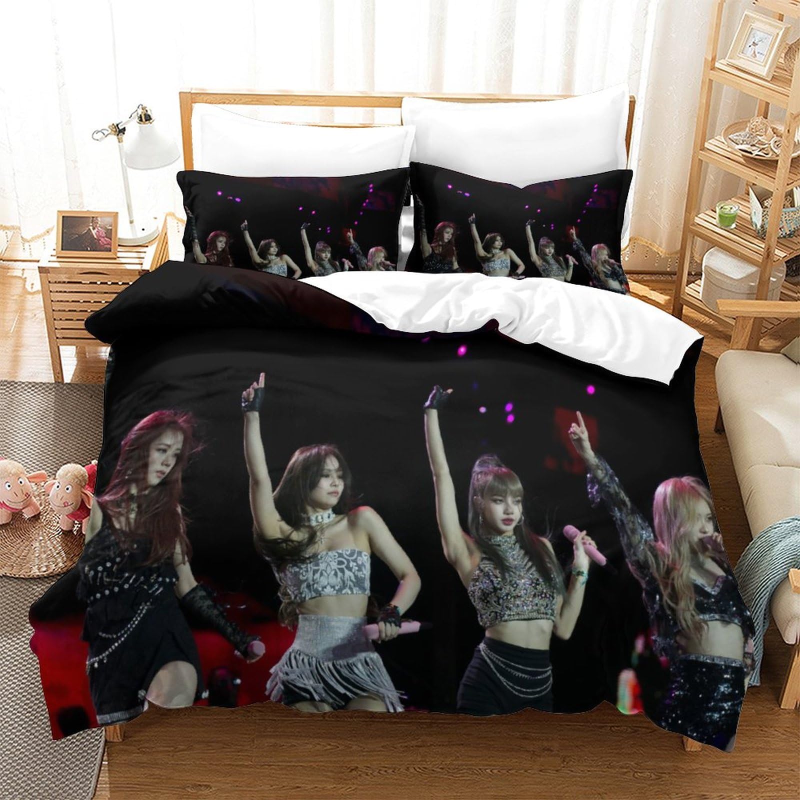 ZRCLXLVU Parure De Lit Blackpink Housse Couette + Taies - Douce, Fermeture Éclair, Lavable Machine