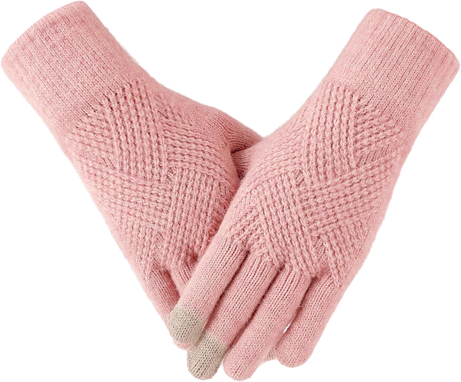 Winter Gloves - Gloves for Women Cold Weather, Touch Screen Winter Gloves Women Warm Alpaca Fleece Knit Gloves