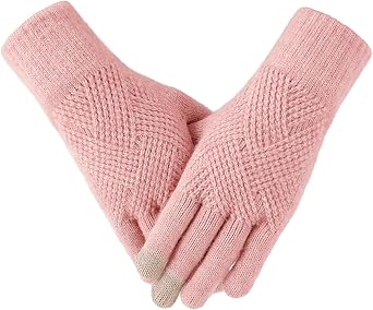 Winter Gloves - Gloves for Women Cold Weather, Touch Screen Winter Gloves Women Warm Alpaca Fleece Knit Gloves