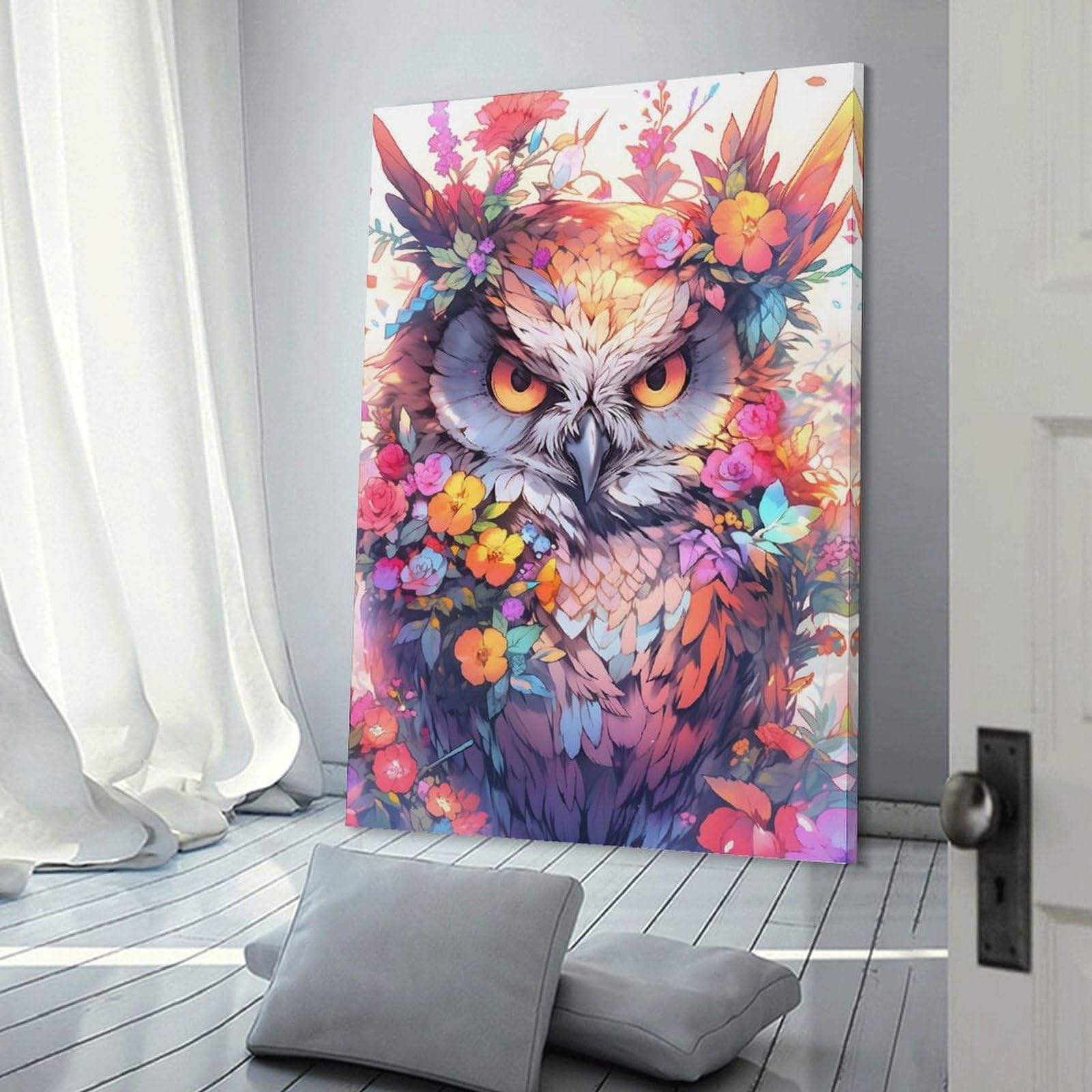 Wall Decor Canvas Print Owl Sage, 20x30inch(50x75cm), for Bedroom, Lounge Or Dressing Area, Stylish Decor for A Restful Room Update