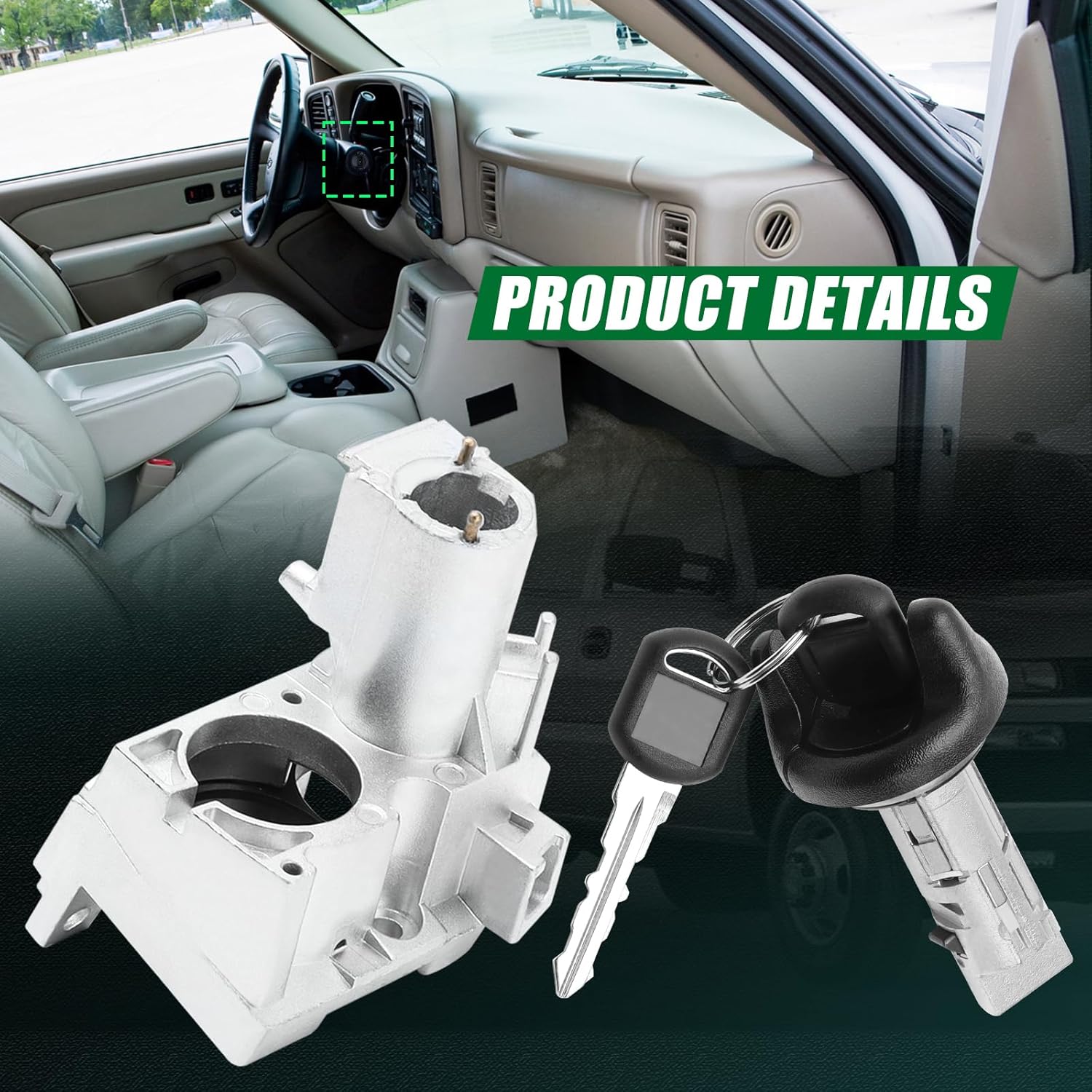 Ignition Assembly - Lock Cylinder Switch & Cylinder Housing for Chevy C1500 C2500 C3500 C3500HD Tahoe, GMC K1500 K2500 K3500 Yukon, Cadillac Escalade, OE 924-893 924-720 Ignition Lock Cylinder Housing