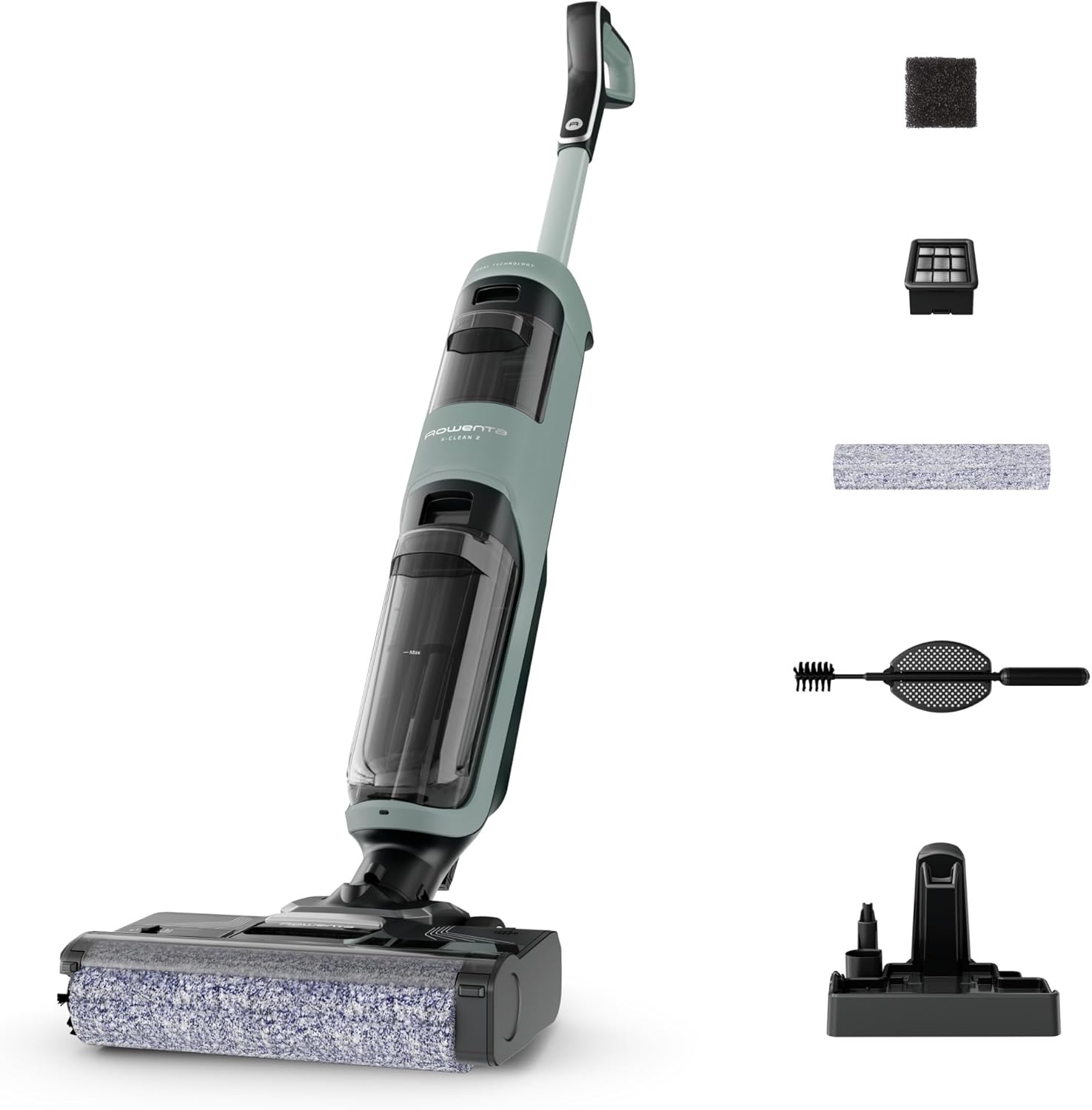 Rowenta X-Clean 2, Lavapavimenti Senza Fili, Aspira e Lava, Auto-Pulizia, Fino a 35 Minuti di Autonomia, con Accessori Inclusi, GZ2262