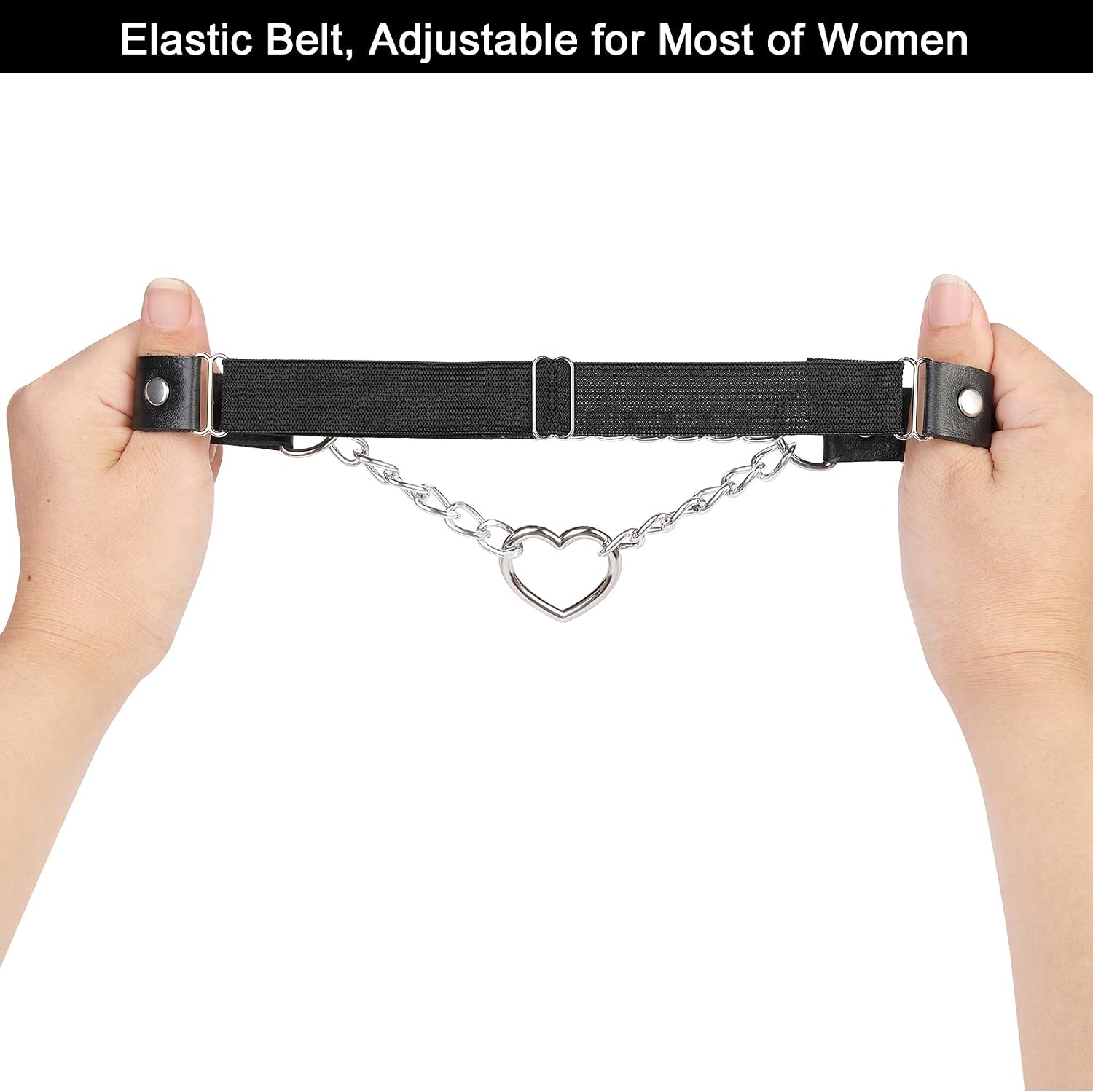2PCs Adjustable Leg Garter with Chains, Elastic Heart Thigh Garters Belt for Women