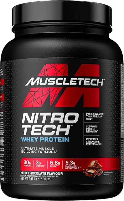 Muscletech. Nitro-Tech Protein Powder, Muscle Building Formula 2lb, 20 servings. Milk Chocolate Flavour (Packaging May Vary)