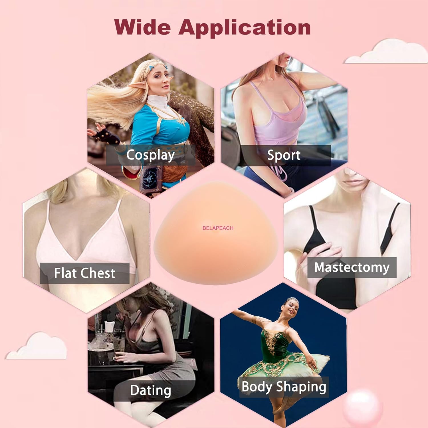 Triangle Silicone Breast Forms Mastectomy Breast Prosthesis Concave Bra Enhancers Inserts E Cup 1400g/Pair