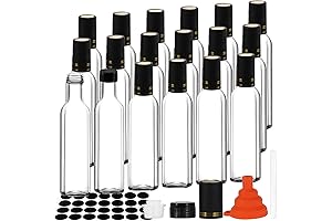 WERTIOO Hot Sauce Bottles, 18 Pack 8.5 oz Glass Square Bottles with...