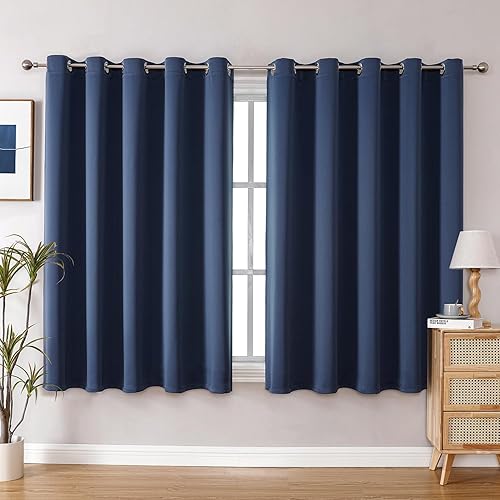 Miniatura 150 de ChrisDowa - Cortinas blackout con ojales para habitación y sala, juego de 2 paneles de cortinas con aislamiento térmico, gris oscuro, 42 x 63