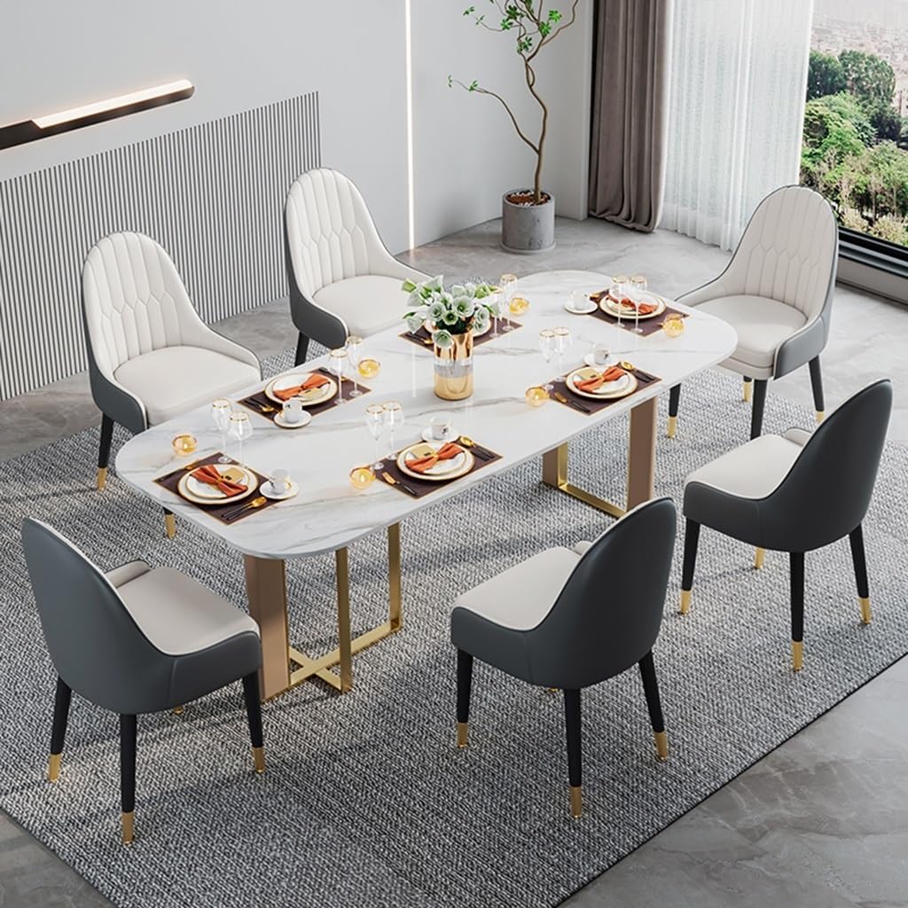Ensemble 6 Chaises De Salle à Manger VEVOR - Dossier Rembourré, Pieds Métal, Cuir PVC Blanc - Design Moderne