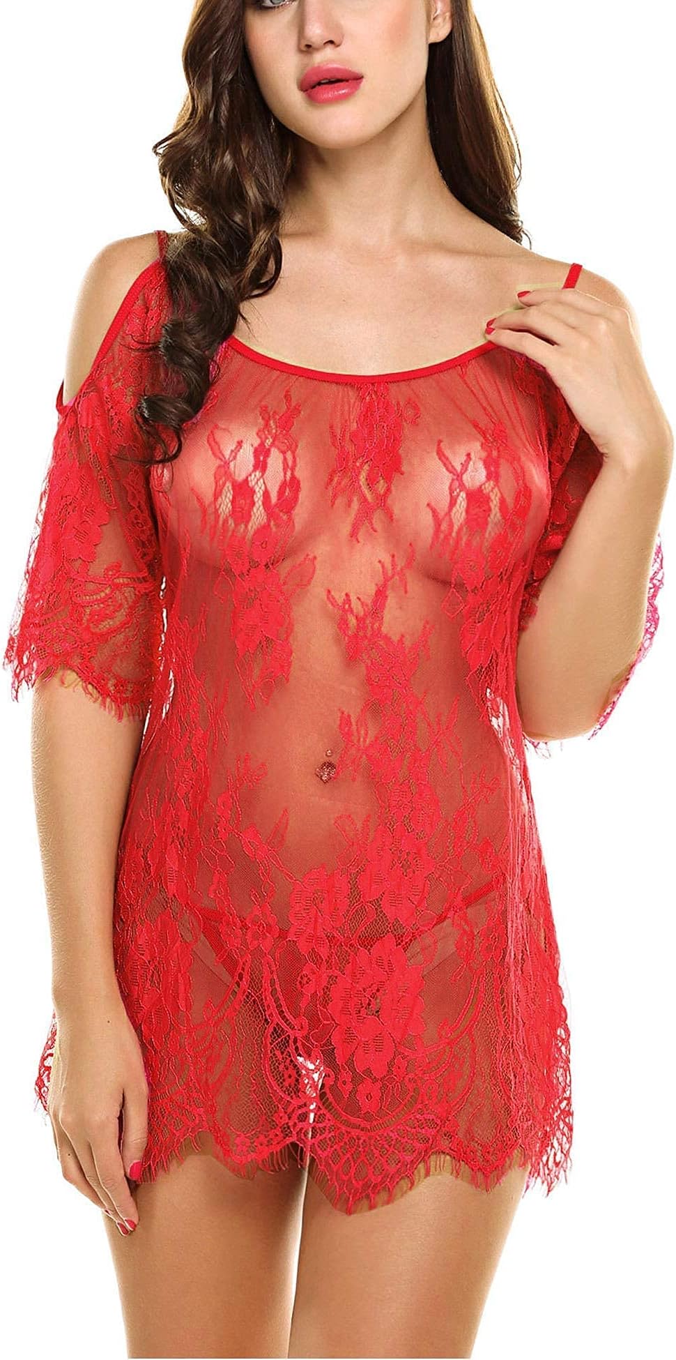 AvidloveWomen Chemises Lace Smock Lingerie Mini Babydoll S-4XL