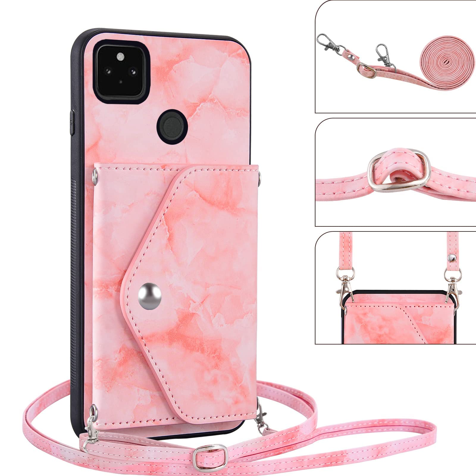 Asuwish Cover Per Google Pixel 4a Con Anello Metallico E Supporto Magnetico, Blu, + Vetro Temperato - copertina