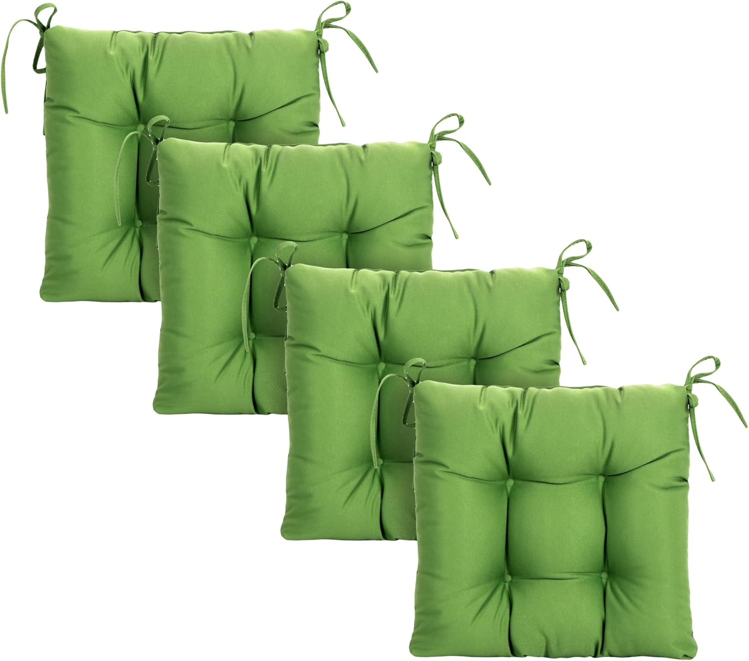 ARTPLAN Outdoor Chair Cushions,Set of 4,19"x19"x4" Patio Seat Pad Cushions with Ties,Wicker Tufed Outdoor Cushions for Patio Furniture,Green