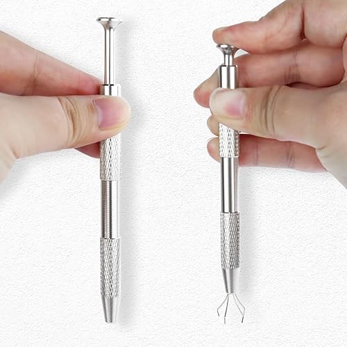 Miniatura 5 de Paquete de 3 herramientas de recogida de 4 garras de joyero, 4 puntas, pinzas de garra de diamante, púas de chip BGA para recolección de piezas