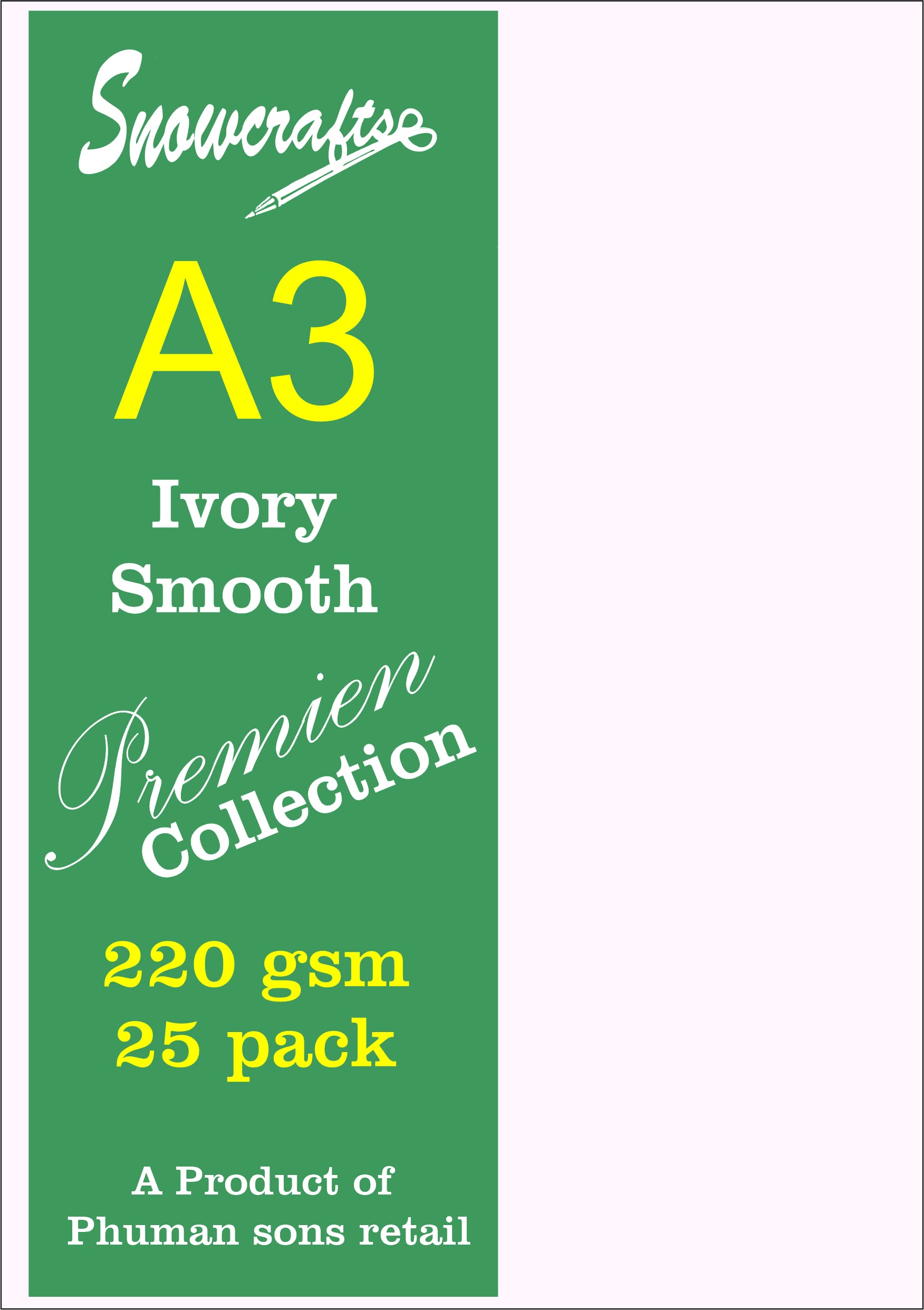 A3 Size IVORY Sheets 220 GSM size 16.5 inches x 11.7 inches x 0.1 inch White (A3-25 SHEETS)