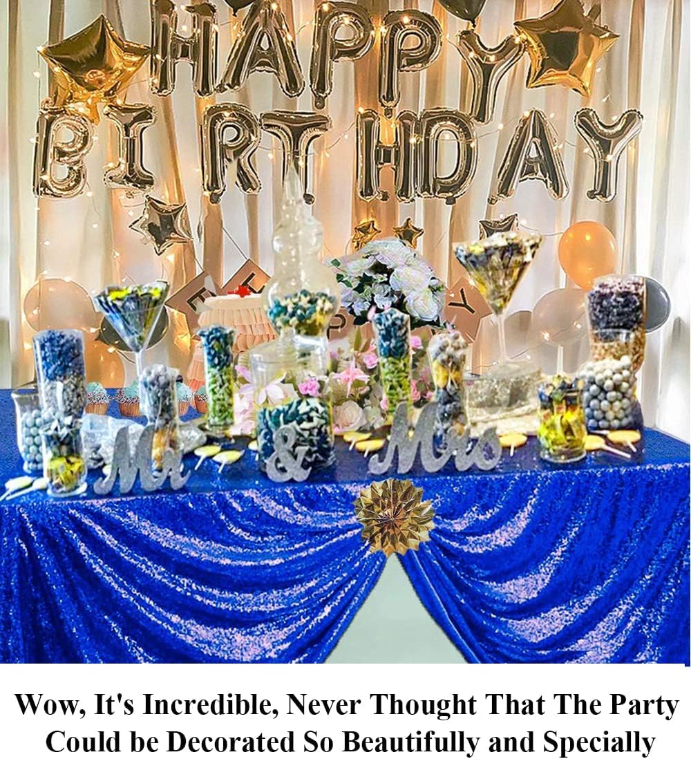 Partisout Tablecloth Sequin Tablecloth Rectangular Table Cloths Disposable Rustic Party Table Cover Circle Tablecloth Glitter for Birthday Party Halloween Christmas (60x102 inch, Royal Blue)