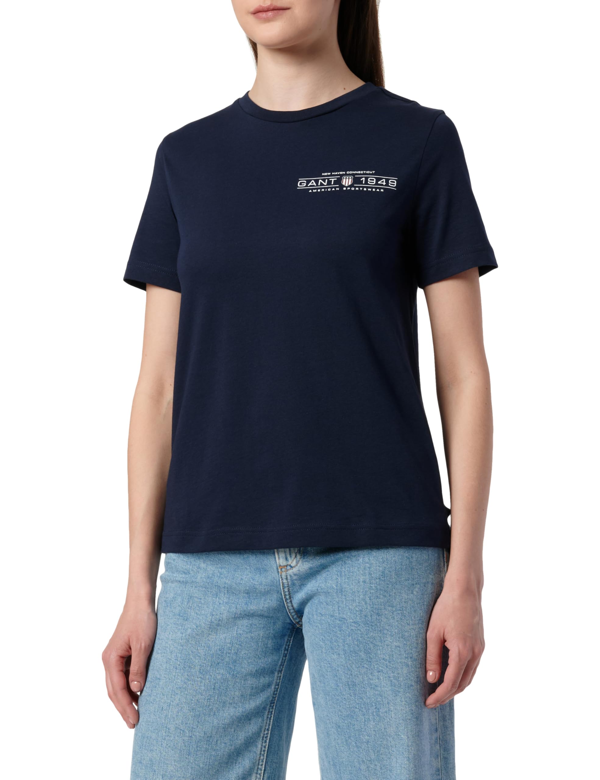 GANT Women's Reg Shield SS T-Shirt, Evening Blue, Large