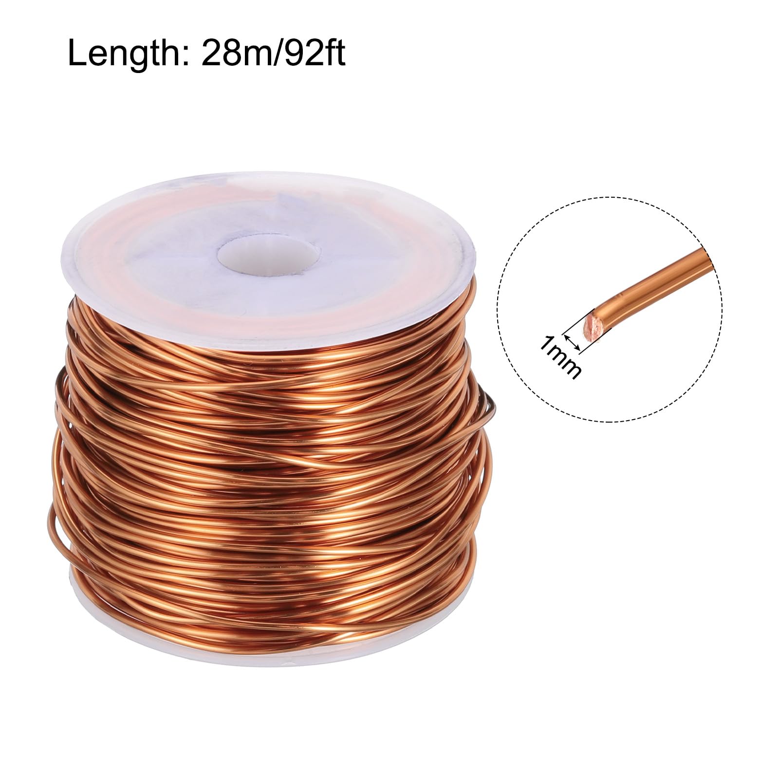 QUARKZMAN Alambre Magnético de Cobre Esmaltado 1mm 28m 92Ft 200G 155C para Bobinado Transformadores Inductores