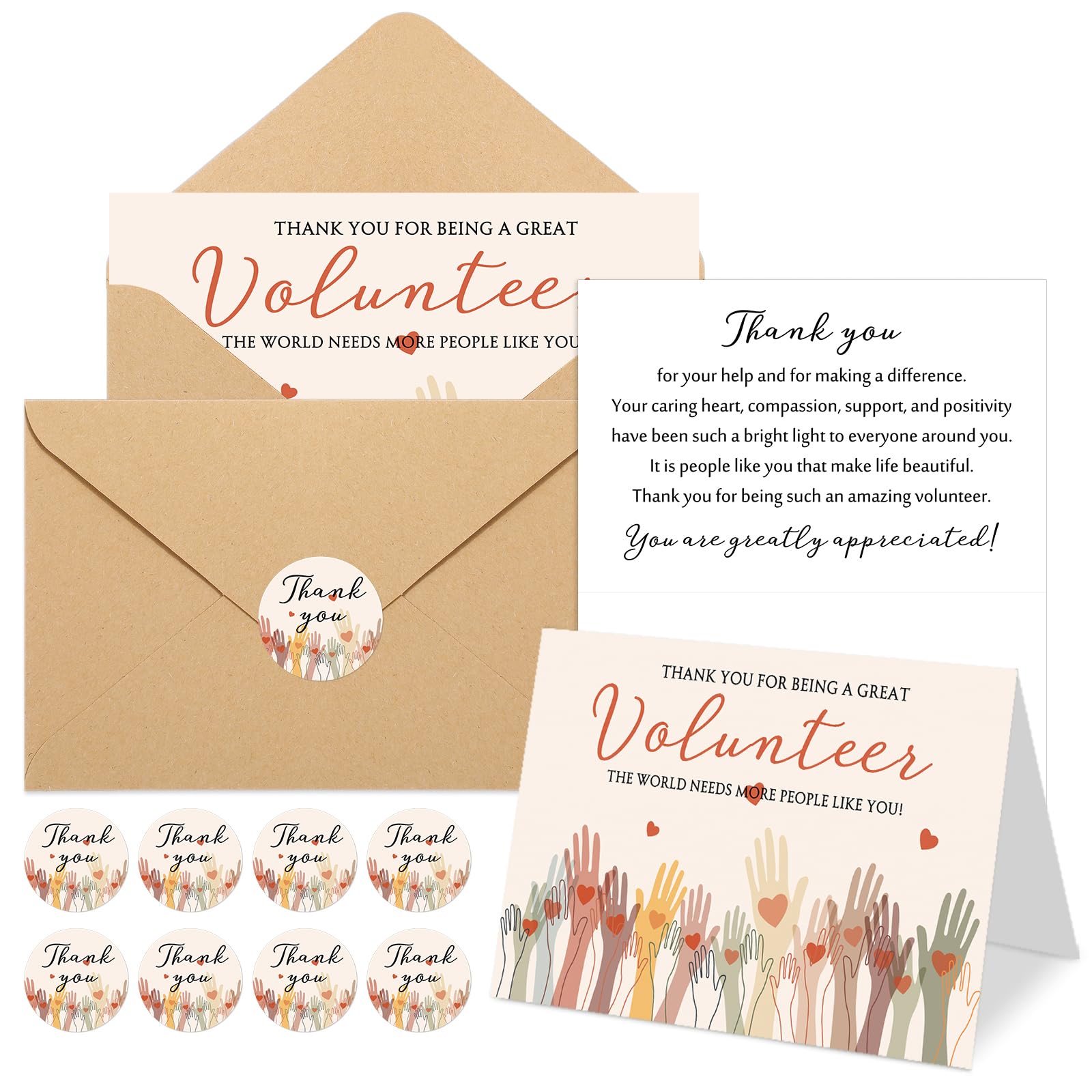 Sinload Volunteer Thank You Cards with Envelopes and Stickers Appreciation Gifts Bulk You Are Greatly Appreciated Cards for Volunteers Church Ministry