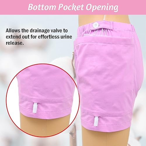 Miniatura 5 de Ropa interior ostomía para mujer para bolsa de orina poscirugía, cuidado de la incontinencia, bolsillo de drenaje oculto, algodón suave, cintura