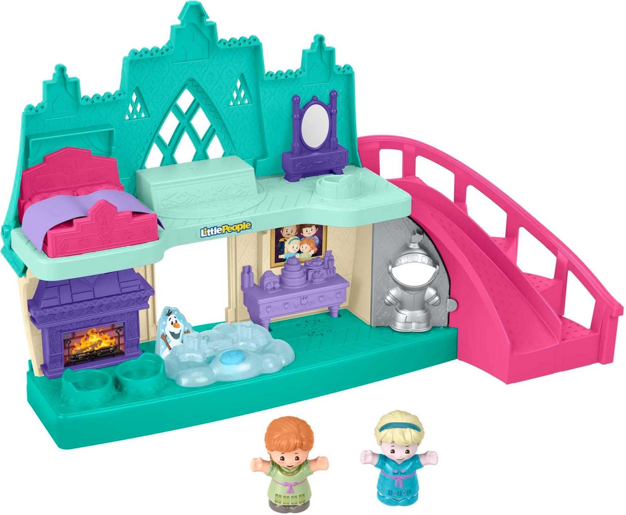 Fisher-Price Little People Disney Frozen Arendelle Castle Spielset | Anna & Elsa Figuren enthalten, Lichter und Geräusche für Rollenspiele, Kleinkindspielzeug für Kinder ab 18 Monaten