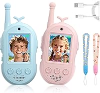 YUSSBCU Upgraded Video Walkie Talkies for Kids 2 Pack - Rechargeable Voice/Video Calls, 1000FT Range, Pink/Blue Toys Ages 3-12
