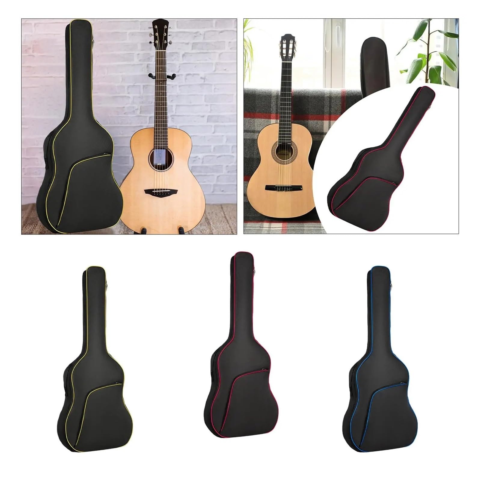 Mochila for Guitarra acústica de 40" y 41" con Doble Hombro Resistente al Desgaste y Gruesa.(Red)